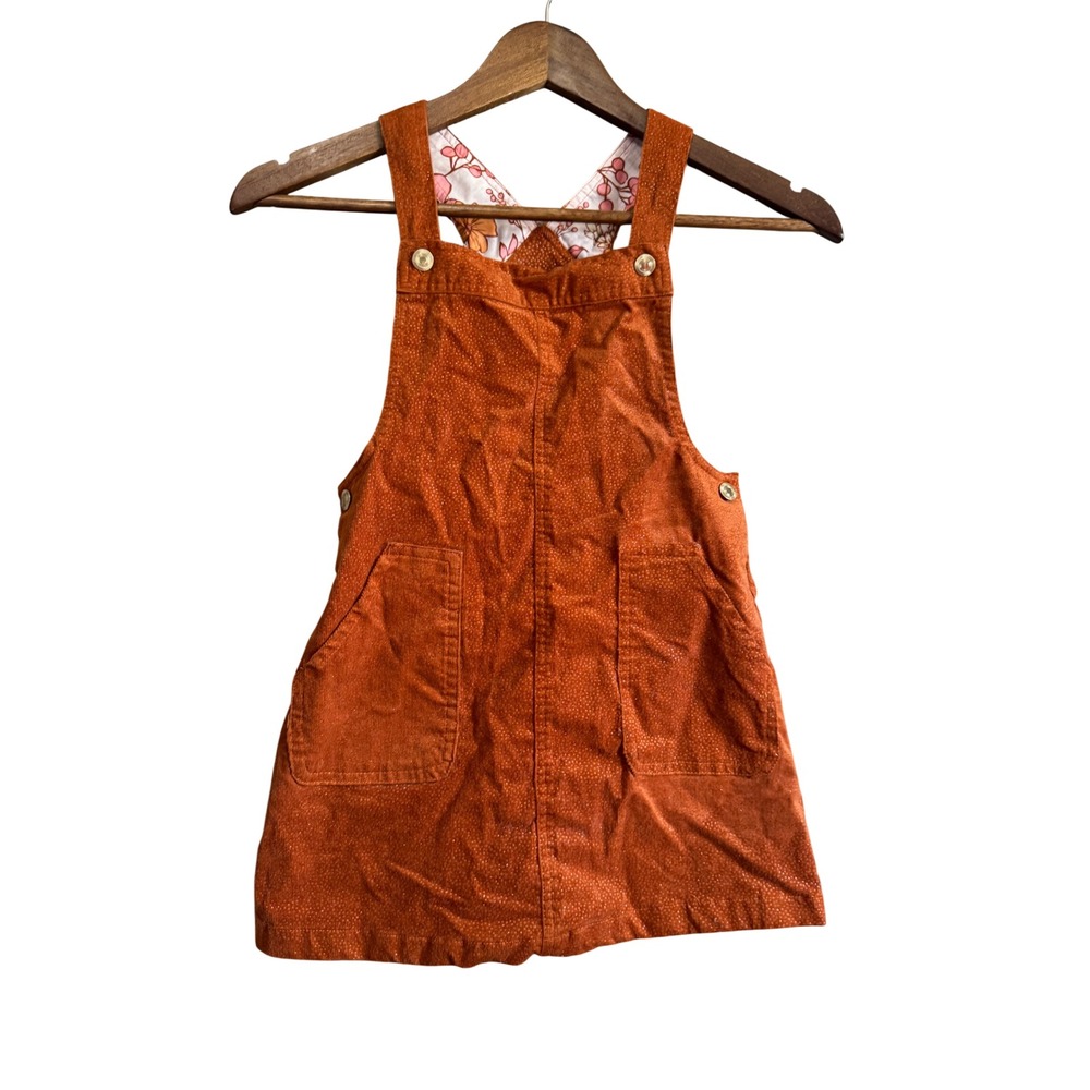 Cynthia Rowley Corduroy Pinafore Girls 6 Orange Gold Shimmer‎ Excellent Overall